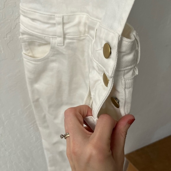 SSO BY Danielle Second Skin Overalls WeWoreWhat White Denim Overalls Gold - Picture 8 of 16